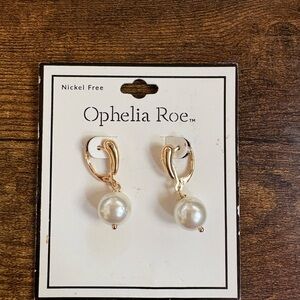 Ophelia Roe Gold Tone Pearl Drop Earrings Nickel Free